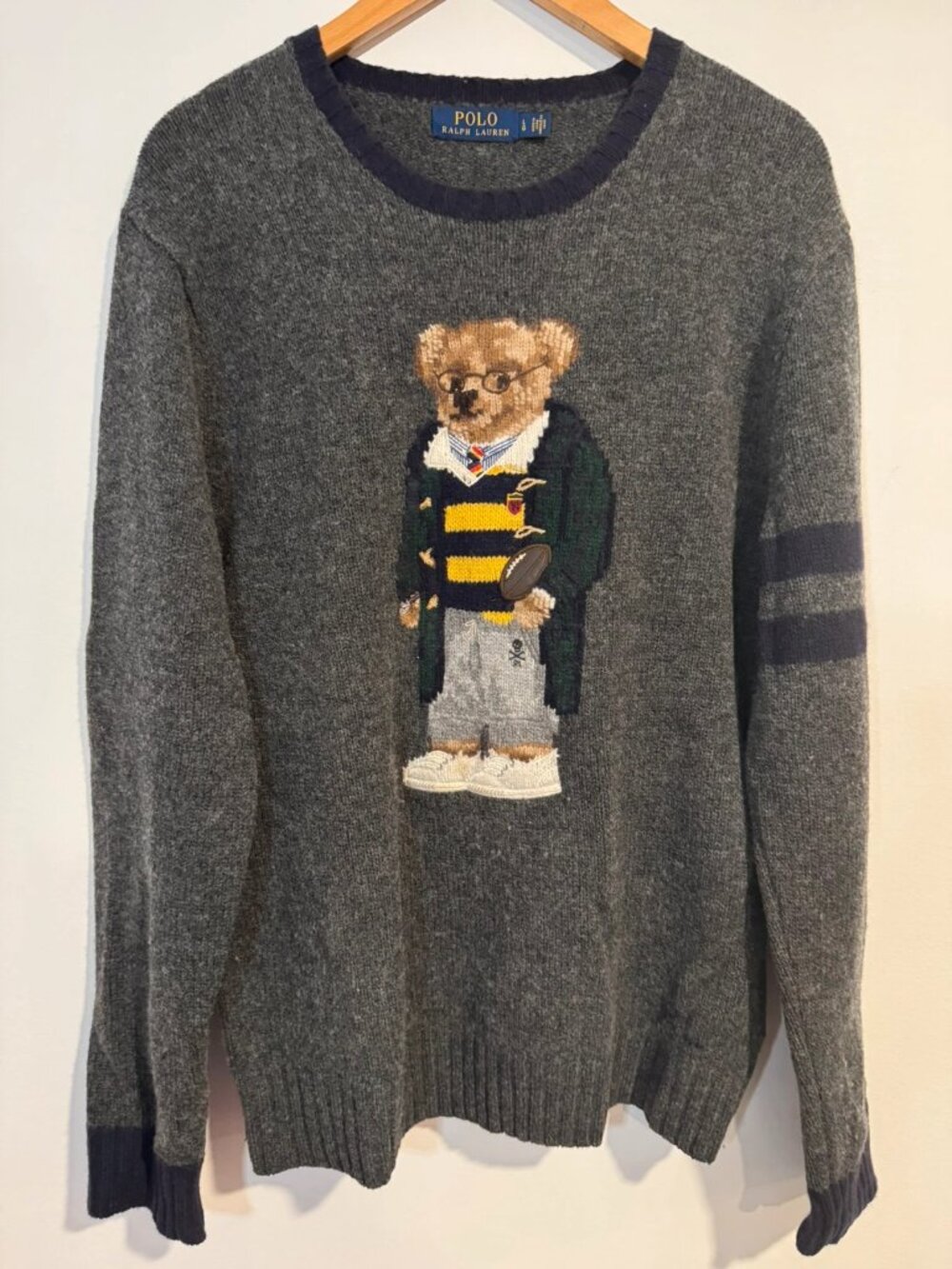 Polo Ralph Lauren 50th Anniversary Mens Large Bear Football College Vintage